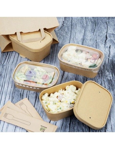 Couvercles en papier Fiesta Recyclable pour barquettes rectangulaires (Lot de 300)