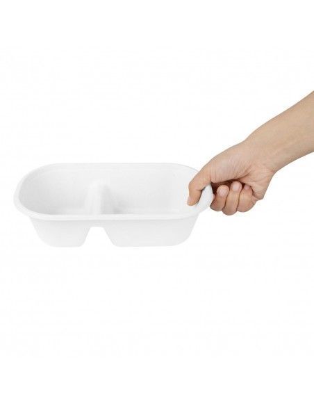 Barquettes ovales 2 compartiments en bagasse Fiesta Compostable 900ml (lot de 100)