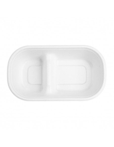 Barquettes ovales 2 compartiments en bagasse Fiesta Compostable 900ml (lot de 100)