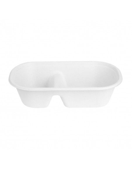 Barquettes ovales 2 compartiments en bagasse Fiesta Compostable 900ml (lot de 100)