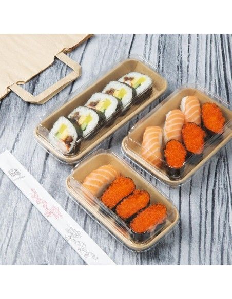 Couvercles en PET pour barquettes à sushi No. 2 Fiesta Recyclable (lot de 300)