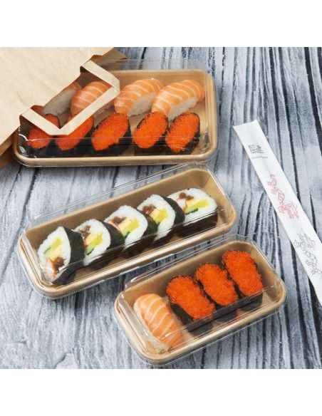 Couvercles en PET pour barquettes à sushi No. 7 Fiesta Recyclable (lot de 300)