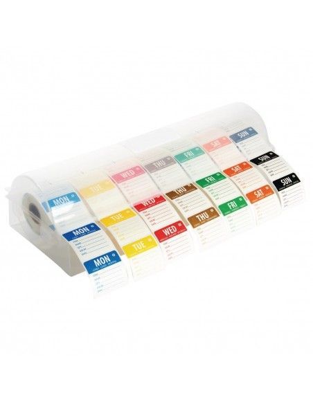 Etiquettes alimentaires solubles code couleur avec distributeur Hygiplas 50mm