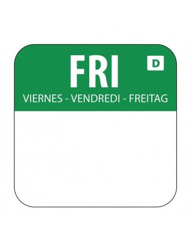 Etiquettes solubles pour aliments Hygiplas vendredi (Lot de 1000)
