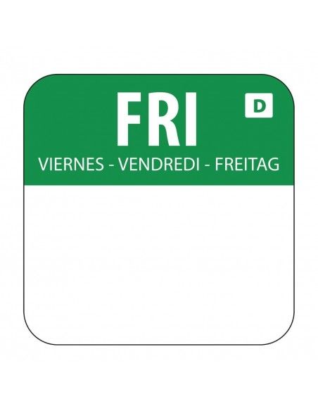 Etiquettes solubles pour aliments Hygiplas vendredi (Lot de 1000)