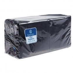 Serviettes cocktail noires Swantex 25x25cm 2 plis 1/4 (lot de 2 000)
