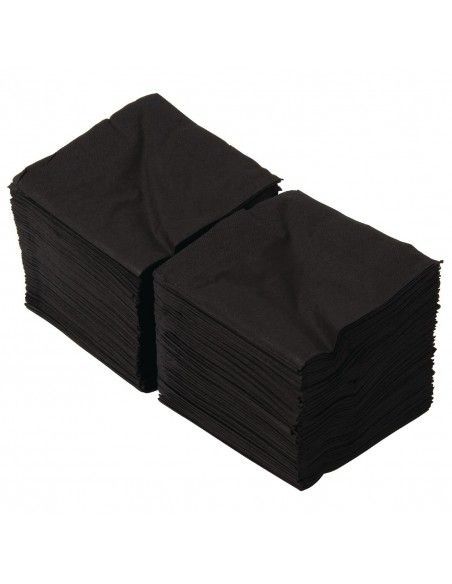 Serviettes cocktail noires Swantex 25x25cm 2 plis 1/4 (lot de 2 000)