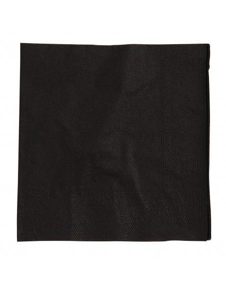 Serviettes cocktail noires Swantex 25x25cm 2 plis 1/4 (lot de 2 000)