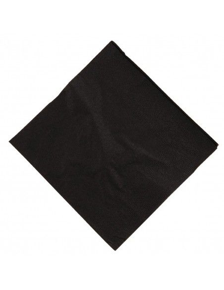 Serviettes cocktail noires Swantex 25x25cm 2 plis 1/4 (lot de 2 000)