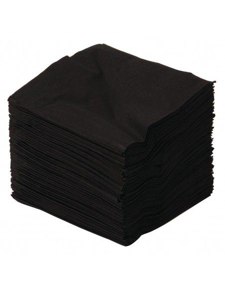 Serviettes cocktail noires Swantex 25x25cm 2 plis 1/4 (lot de 2 000)