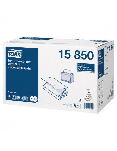 Serviettes blanches pour distributeur Tork Xpressnap Extra Soft  (Lot de 8000)