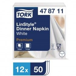 Serviettes blanches Linstyle Tork 400x400 (lot de 600) 2