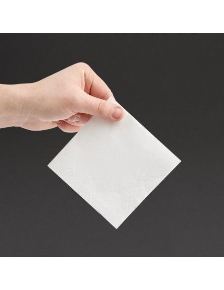 Serviettes cocktail 2 plis pliage 1/4 Fiesta Recyclable 240mm blanches (lot de 4000)