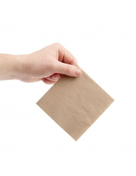 Serviettes cocktail recyclées 2 plis pliage 1/4 Fiesta Recyclable 240mm kraft (lot de 4000)