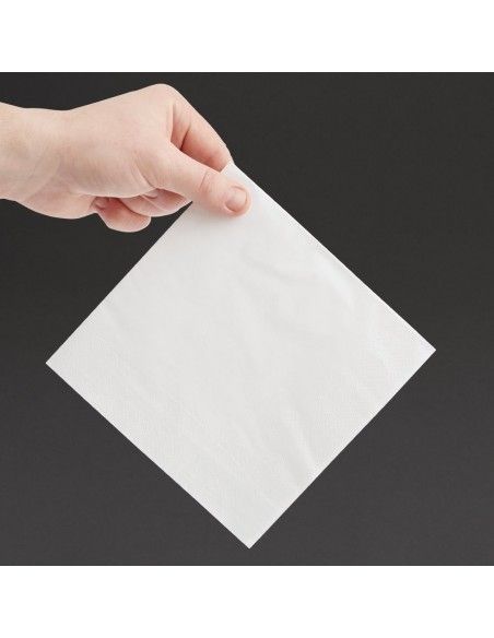 Serviettes snacking 2 plis pliage 1/4 Fiesta Recyclable 330mm blanches (lot de 2000)