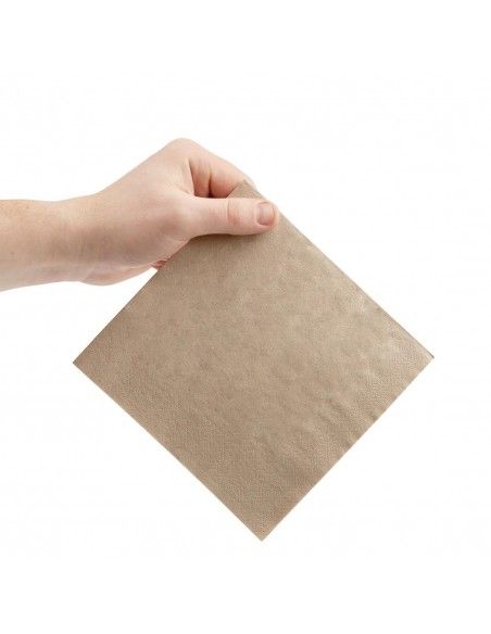 Serviettes snacking recyclées 2 plis pliage 1/4 Fiesta Recyclable 330mm kraft (lot de 2000)