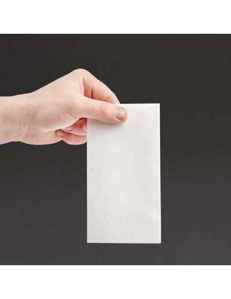Serviettes snacking 2 plis pliage 1/8 Fiesta Recyclable 330mm blanches (lot de 2000)