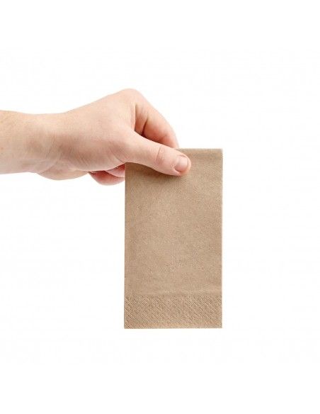 Serviettes snacking recyclées 2 plis pliage 1/8 Fiesta Recyclable 330mm kraft (lot de 2000)