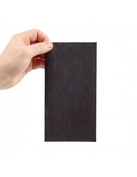 Serviettes dîner 2 plis format 1/8 Fiesta Recyclable 400mm noires (lot de 2000)