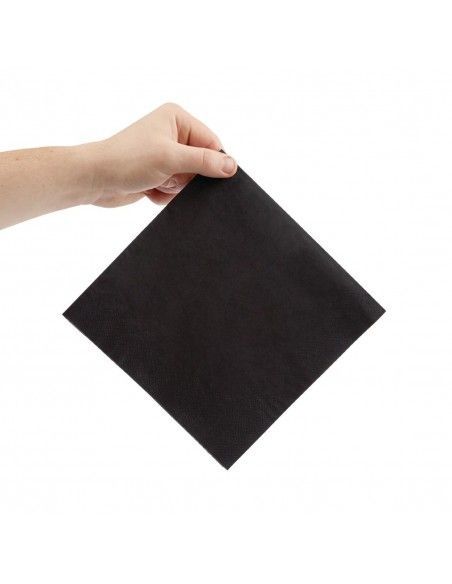 Serviettes dîner 3 plis format 1/4 Fiesta Recyclable 400mm noires (lot de 1000)
