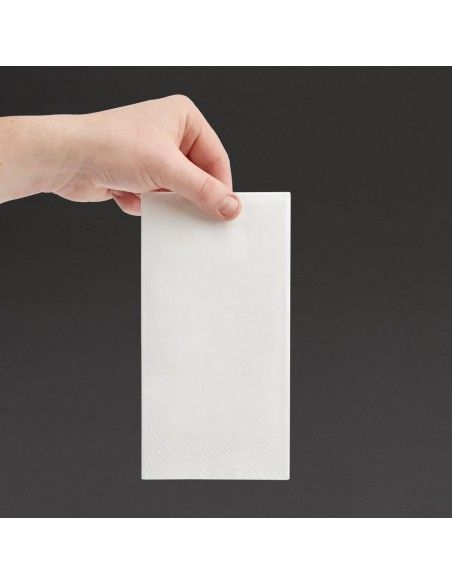 Serviettes dîner 3 plis format 1/8 Fiesta Recyclable 400mm blanches (lot de 1000)