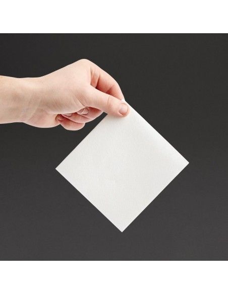 Serviettes cocktail Airlaid pliage 1/4 Fiesta Recyclable blanches 24x24cm (lot de 2400)