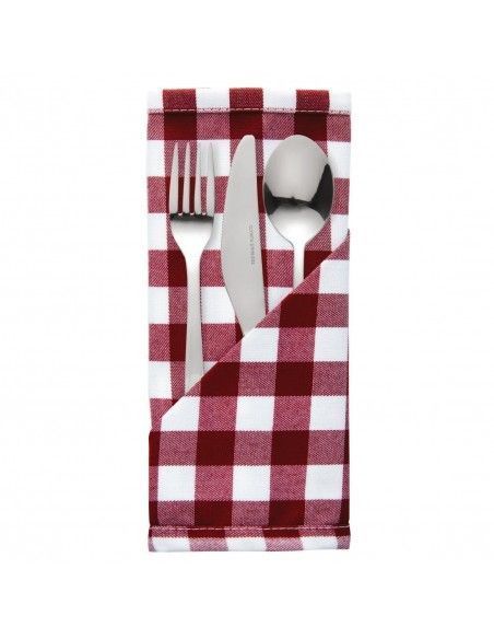 Serviettes à carreaux rouges en polyester Mitre Comfort Gingham