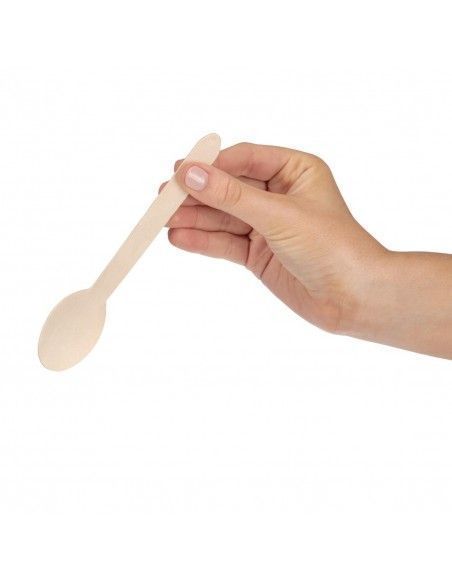 Cuillères à dessert en bois biodégradables lot de 100