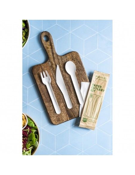 Set de couverts en papier compostables Vegware 4 en1
