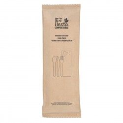 Sachets repas couverts en bois avec serviette Fiesta Compostable (lot de 250) 2