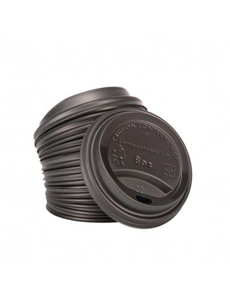 Couvercles gobelets boissons chaudes CPLA compostables Fiesta Compostable 225 ml (lot de 1000)