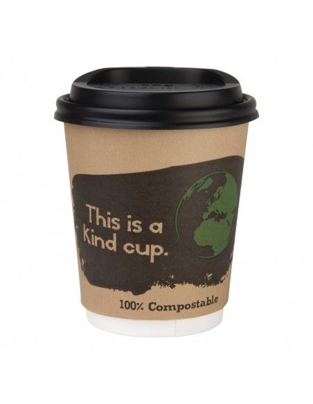 Couvercles gobelets boissons chaudes CPLA compostables Fiesta Compostable 225 ml (lot de 1000)