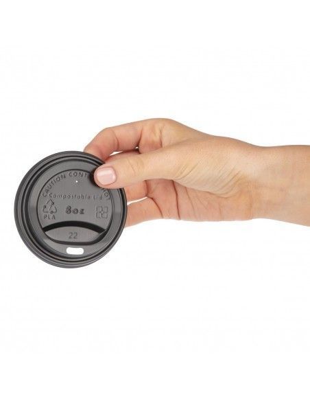 Couvercles gobelets boissons chaudes CPLA compostables Fiesta Compostable 225 ml (lot de 1000)
