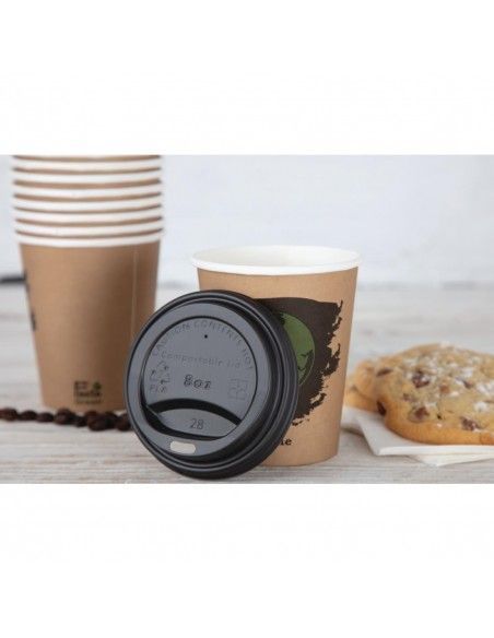 Couvercles gobelets boissons chaudes CPLA compostables Fiesta Compostable 225 ml (lot de 1000)