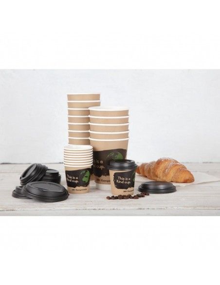 Couvercles gobelets boissons chaudes CPLA compostables Fiesta Compostable 225 ml (lot de 1000)