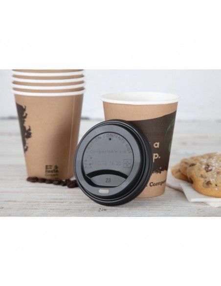 Couvercles gobelets boissons chaudes CPLA compostables Fiesta Compostable 340 ml (lot de 1000)