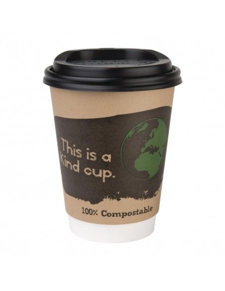 Couvercles gobelets boissons chaudes CPLA compostables Fiesta Compostable 340 ml (lot de 1000)