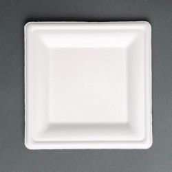 Assiettes carrées en bagasse Fiesta Compostable 261mm (lot de 50)