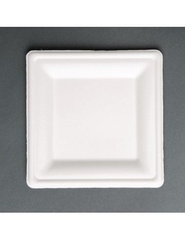 Assiettes carrées en bagasse Fiesta Compostable 261mm (lot de 50)