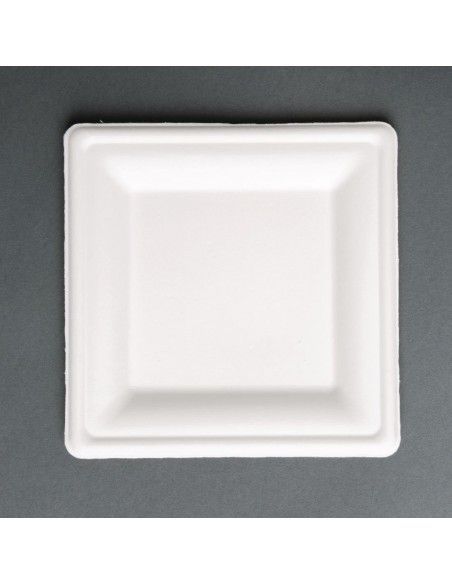 Assiettes carrées en bagasse Fiesta Compostable 261mm (lot de 50)