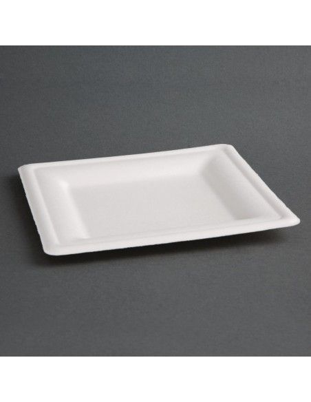 Assiettes carrées en bagasse Fiesta Compostable 261mm (lot de 50)