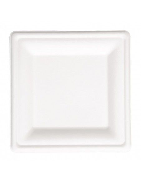 Assiettes carrées en bagasse Fiesta Compostable 261mm (lot de 50)