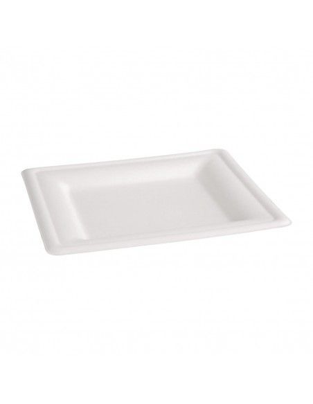 Assiettes carrées en bagasse Fiesta Compostable 261mm (lot de 50)