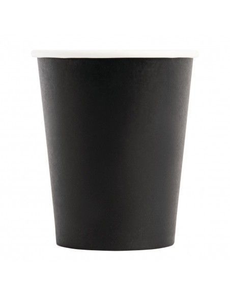 Gobelets boissons chaudes paroi simple Fiesta Recyclable noirs 230ml (lot de 1000)