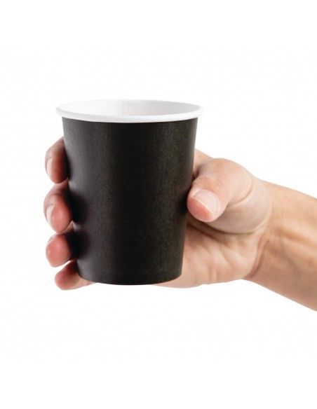 Gobelets boissons chaudes paroi simple Fiesta Recyclable noirs 230ml (lot de 1000)