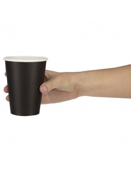 Gobelets boissons chaudes paroi simple Fiesta Recyclable noirs 340ml (lot de 1000)