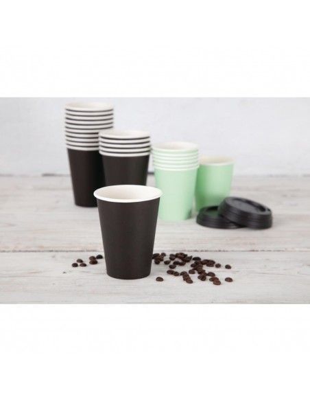 Gobelets boissons chaudes paroi simple Fiesta Recyclable noirs 340ml (lot de 1000)