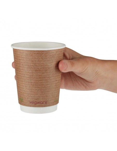 Gobelets boissons chaudes double paroi compostables Vegware 340ml (lot de 500)