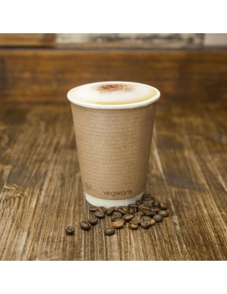 Gobelets boissons chaudes double paroi compostables Vegware 340ml (lot de 500)