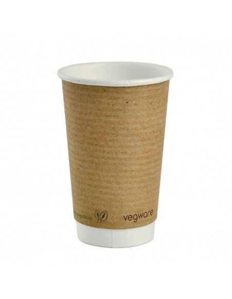 Gobelets boissons chaudes double paroi compostables Vegware 455 ml (lot de 400)